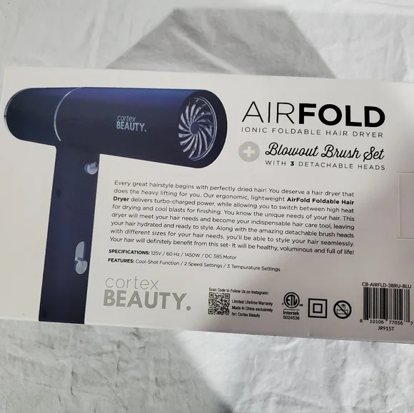 AIRFOLD Ionic Foldable Hai Dryer Blowout Brush Set with